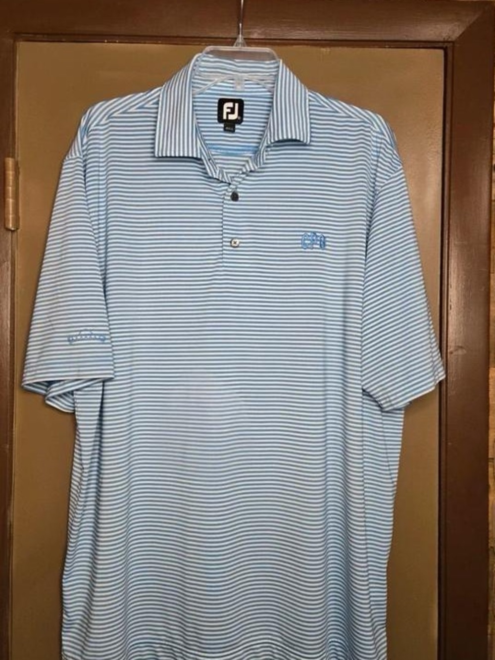🌈 Men's Light Blue Striped Performance Polo